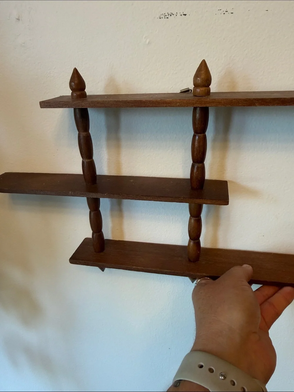 Wooden Wall Shelf Rack in Dark Brown